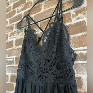 Black lace romper dress
